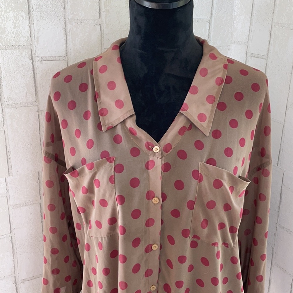 Free people polka dot button down top - Picture 2 of 9